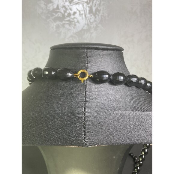 Faceted Black Beaded Necklace & Bracelet Set - Picture 5 of 5